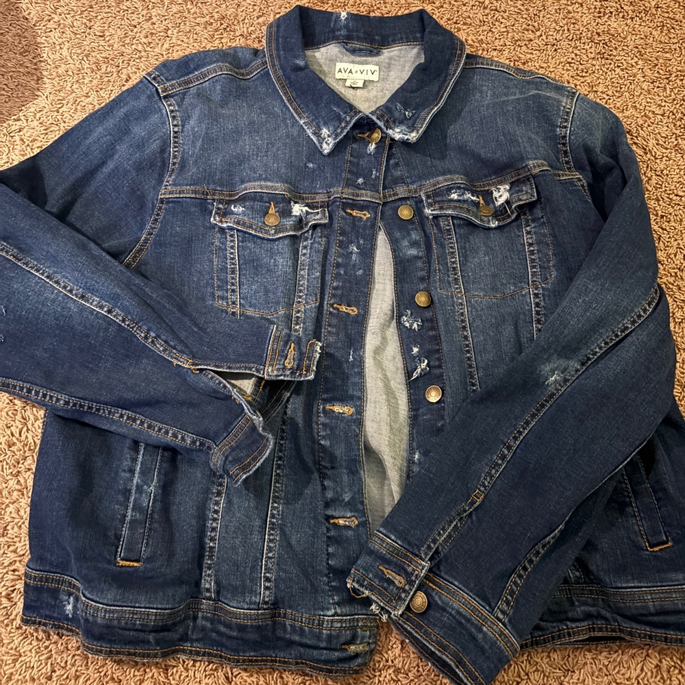 Ava & Viv Distressed Jean Jacket